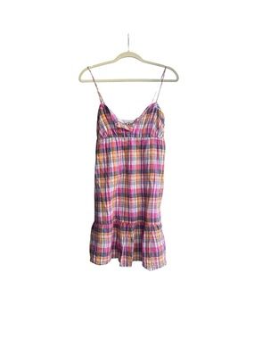 Old Navy Plaid Spaghetti-Strap Dress- Pink & Orange Size S